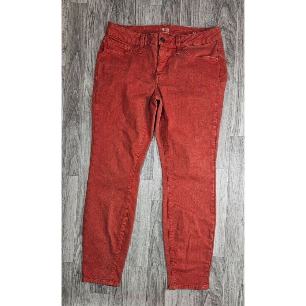 (3/$35) A.N.A A New Approach Womens‎ Size 10 Skinny Ankle Rustic Red Denim Jeans